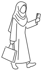 Minimalist Muslimah Shopping Line Art Collection 