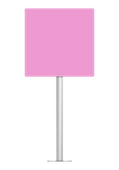 Blank Pink Road or Street Sign, Isolated on white. Can be used as a Text Frame.