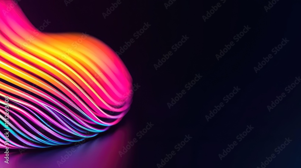 Poster abstract colorful waves design on dark background.