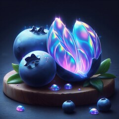 Peeled Blueberry Pair A pair of peeled blueberries with holograp