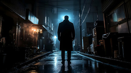 Night City Mystery: Man Walks Alone, Shadows Dance, Urban Exploration