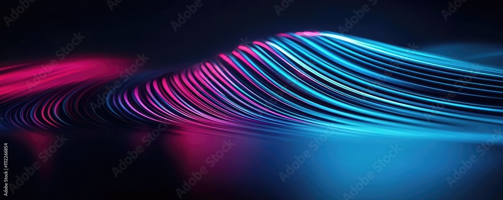 Poster abstract wave pattern in vibrant colors on a dark background.