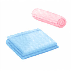 デジタル水彩画＿タオル、おしぼり