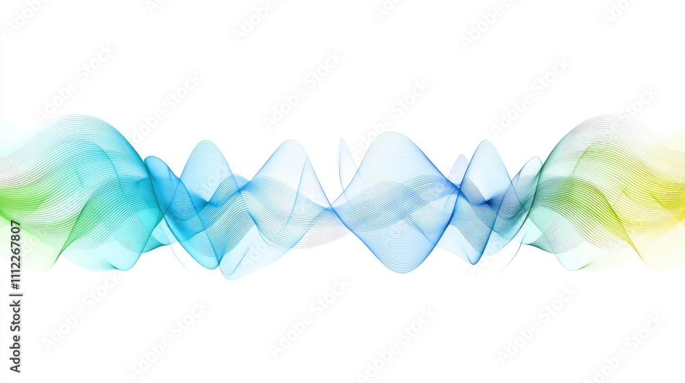 Poster Abstract colorful wave design with smooth gradients on white isolated background.