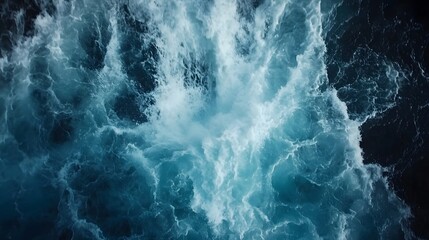 Ocean Waves Crashing White Foam Deep Blue Water