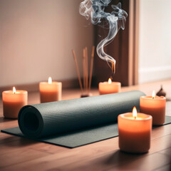 yoga mat and candles