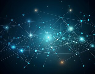 Fototapeta premium Abstract Digital Network Background with Connected Points and Lines in Blue Tones