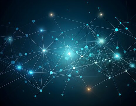 Abstract Digital Network Background with Connected Points and Lines in Blue Tones