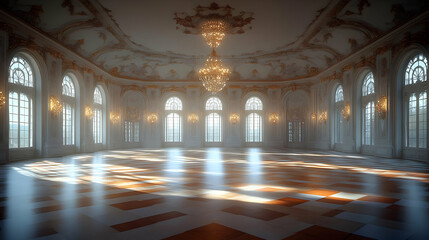 Grand Ballroom: Sunlight Streams Through Elegant Windows