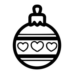 Holiday ornament vector illustration in black and white, isolated against a clean white background. Perfect for festive design projects, decorations, or seasonal themes in minimalist styles
