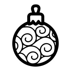 Holiday ornament vector illustration in black and white, isolated against a clean white background. Perfect for festive design projects, decorations, or seasonal themes in minimalist styles