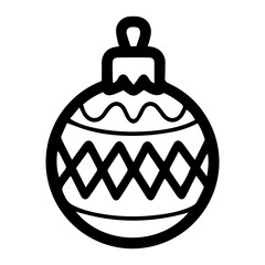 Holiday ornament vector illustration in black and white, isolated against a clean white background. Perfect for festive design projects, decorations, or seasonal themes in minimalist styles