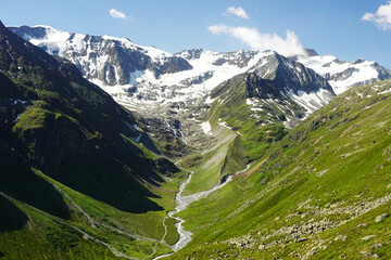 Taschach stream not far from Pitztaler glacier, the Austrian Alps