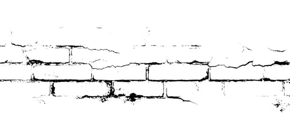 Vector damage white brick wall background, distressed of old brickwork.