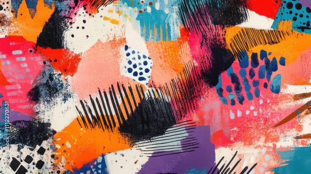 Poster seamless pattern with abstract pattern. mixed media and collage