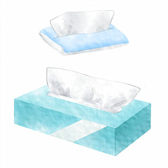 デジタル水彩画＿ポケットティッシュと箱ティッシュ