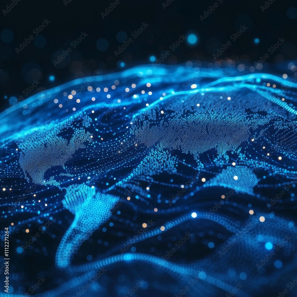 Aufkleber abstract blue mountains on background. 3d topography map of terrain planet earth. vector grid landsc