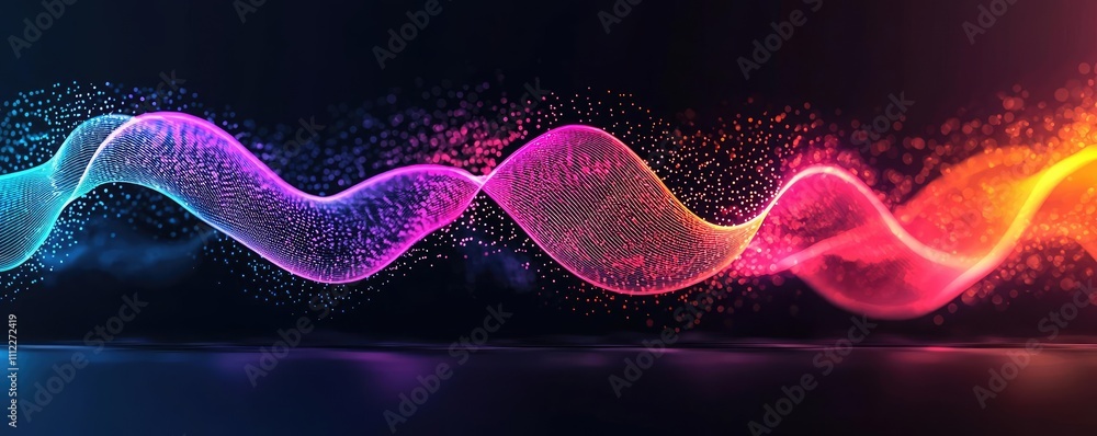 Poster Colorful waves of light creating a dynamic abstract background.
