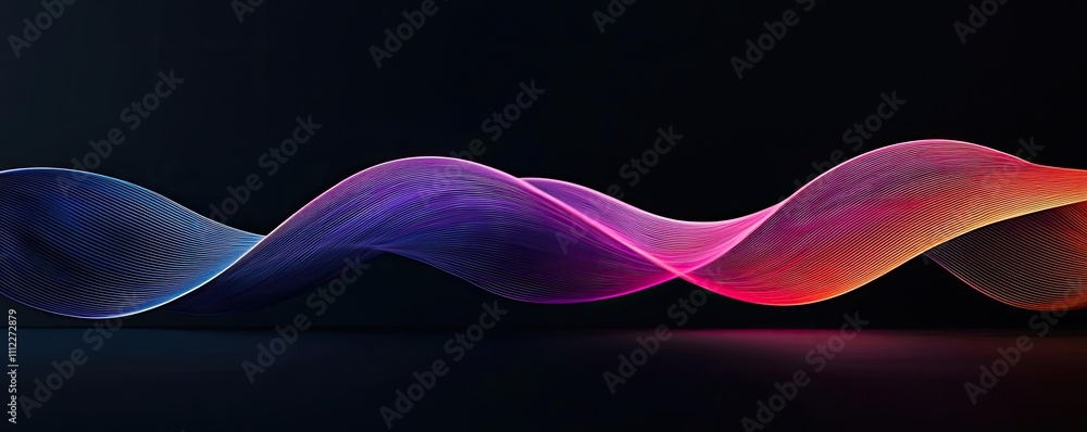 Poster abstract colorful waves on a dark background for creative design.