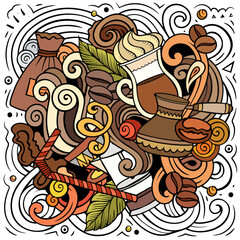 Cartoon vector doodles Coffee House illustration