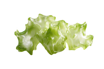 a group of green and white objects