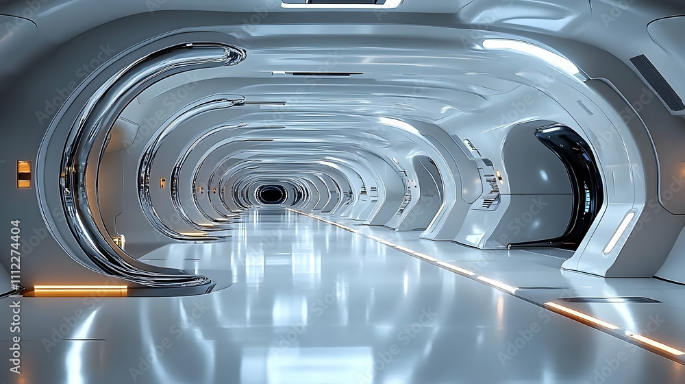 Poster Futuristic Corridor: Exploring Architectural Design in a Sci-Fi Setting