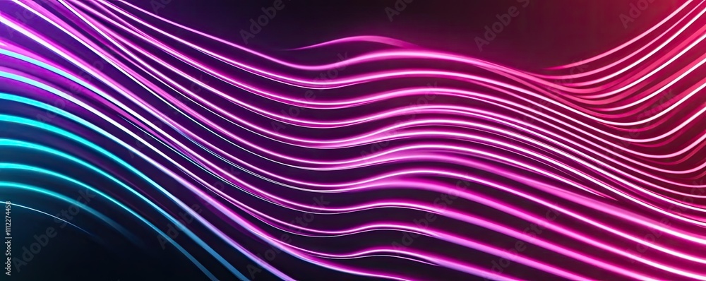 Poster colorful wave patterns with gradient shades of pink and blue, abstract design.