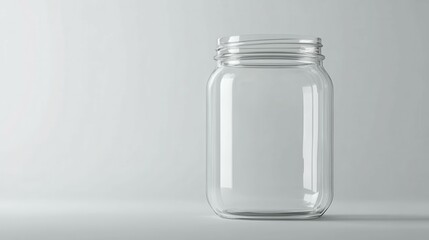 Empty glass jar isolated on white background