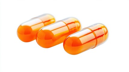 Orange capsules isolated on white background