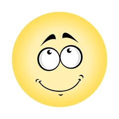 Vector icon of a curious face emoji. A yellow face with a cartoon style, often conveying a feeling of doubt.