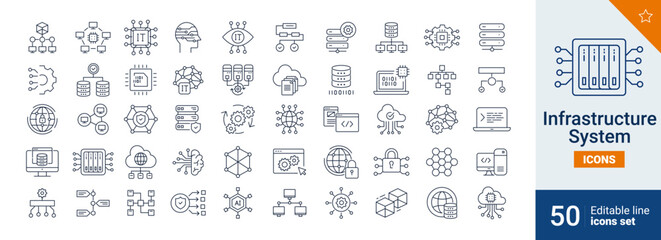 Infrastructure icons Pixel perfect. network, data, control,...	
