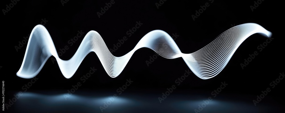 Poster abstract light wave pattern on a black background.