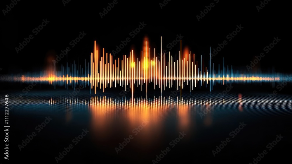 Poster abstract audio waveform with vibrant colors on a dark background.