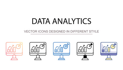 Data Analytics icon design with white background stock illustration