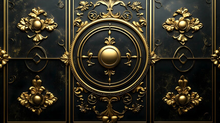 Golden Rococo Ornament: Intricate Design, Dark Background, Luxury Accents