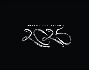 2025 Happy New Year Text Typography Design Element Flyer, Banner Poster Design.