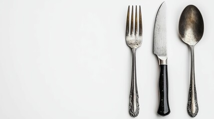 Antique Silverware Set Fork Knife Spoon Displayed