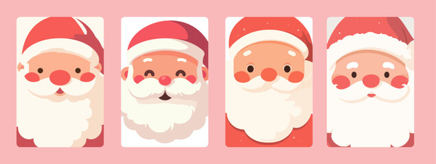 Cute Santa Claus Vector Portraits - Christmas Cartoon Illustrations, perfect for Christmas decorations, holiday cards, and seasonal graphics.