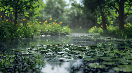 Fototapeta premium Submerged Pond realistic