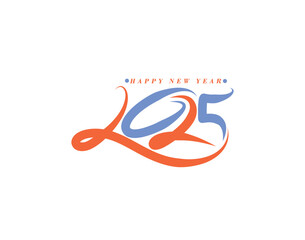 Happy New Year 2025 Text Typography Design Element Flyer, Banner Poster Design.