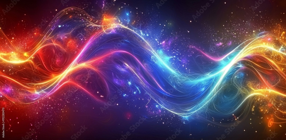 Poster a clip that uses vibrant lines and dynamic curves to create an abstract and colorful flowing visual 