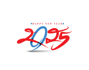 2025 Happy New Year Text Typography Design Element Flyer, Banner Poster Design.
