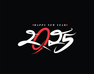 2025 Happy New Year Text Typography Design Element Flyer, Banner Poster Design.