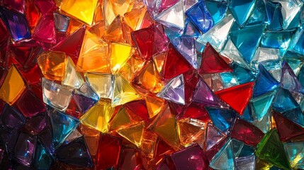 Colorful Triangular Glass Pieces Abstract Art