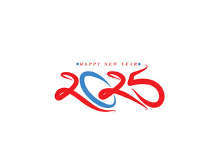 2025 Happy New Year Text Typography Design Element Flyer, Banner Poster Design.