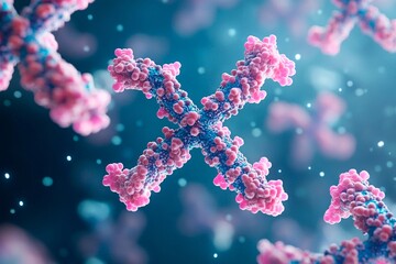 Fototapeta premium Exploring the vibrant world of microorganisms under a microscopic lens. Generative AI