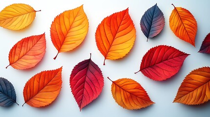 Obraz premium Autumn leaves arranged on white background.