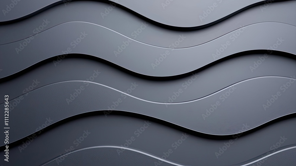 Poster Curved wave pattern on dark surface, abstract design element.