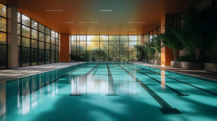 Indoor Pool: Tranquil Swim, Sunlit Design, Modern Architecture