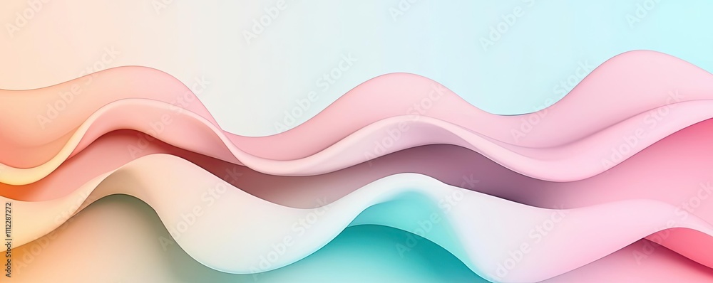 Poster Soft pastel wave abstract design with gentle curves and smooth gradients.